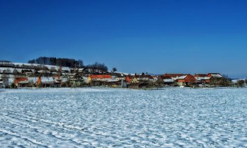 驼背 lucens, 瑞士, 村庄, 房屋, 家园, 冬天, 雪