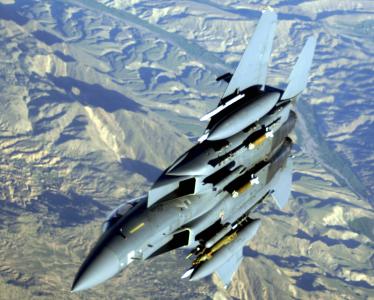 军事喷气式飞机, 山脉, f-15, 飞行, 美国, 天空, 飞机