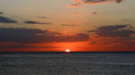 日落, 海, 景观, 地平线, 克利尔沃特海滩, 佛罗里达州, 墨西哥海湾