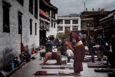 西藏, 大昭寺, 寺, 拉萨, 西藏, 佛教, 祷告