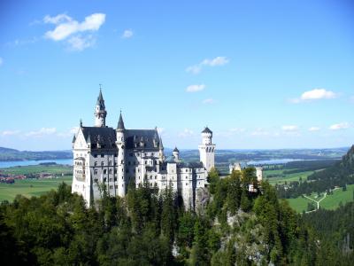 克丽丝汀, 城堡, 巴伐利亚, 夏季, 蓝蓝的天空, 建筑, 童话城堡