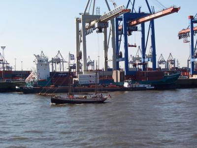端口, 集装箱龙门起重机, 汉堡港, 端口处理, 港口设施, 港口, 航海的船只