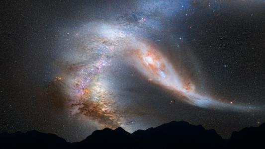 仙女座星系, 银河, 碰撞, 空间, 星星, 宇宙, 天空