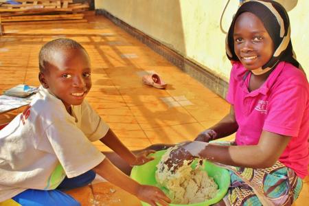 孤儿院, 非洲, 坦桑尼亚, 制作面包, 烘烤, 儿童, 儿童