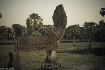 头, 娜迦, 蛇, 雕像, 石头, 吴哥, 柬埔寨