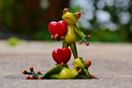 青蛙, 双, 爱, 情人节那天, 构成, 心, 有趣