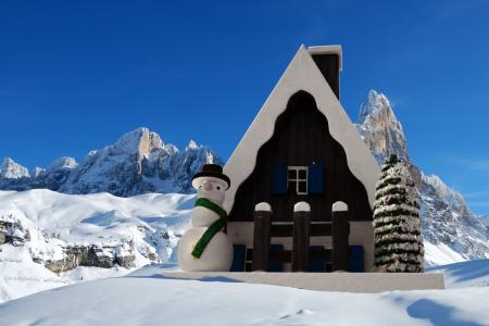 烟熏小屋, 圣诞节, 白云岩, 雪, 山脉, 浪漫, 来临