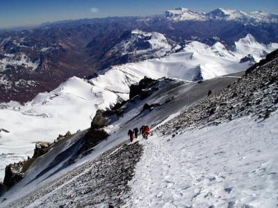 阿空加瓜峰, 远征, 安第斯山脉, 阿根廷, 爬上山顶, 上升, 登山
