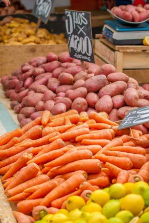 土豆, 胡萝卜, 蔬菜, 水果, 蔬菜, 市场, 出售
