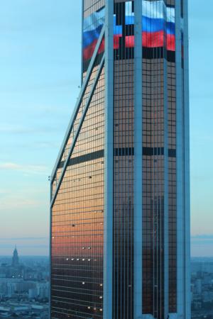 俄罗斯, 莫斯科, 新城市, 摩天大楼, 天际线, 玻璃幕墙, 国旗