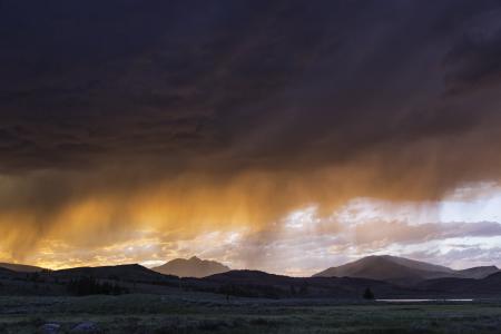 日落, 雷雨, 云彩, 雨, 天鹅湖 》, 水, 黄石国家公园