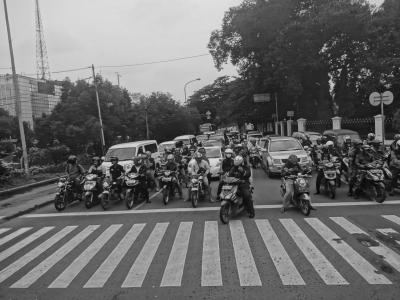 黑色白色, 摩托车, 人, 道路