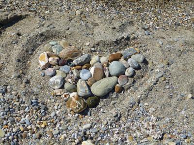 心, 石头, 沙子