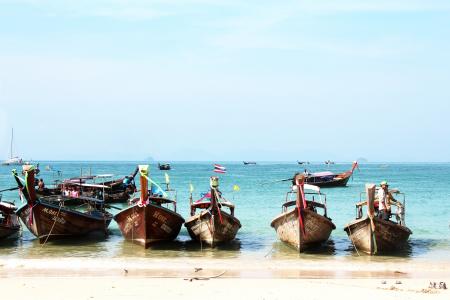 泰国, 海滩, 渔船, 小船, 太阳, 水, 海