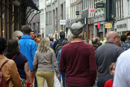 阿姆斯特丹, 人, 公共, 行走, kalverstraat, 购物, 小镇