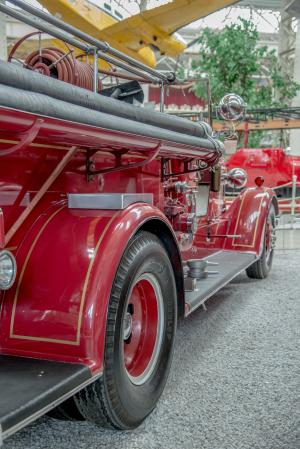 消防车, 消防, 古董, 复古, 红色, 自动, 而作