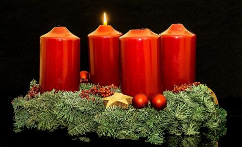 到来花圈, 来临, 圣诞饰品, 蜡烛, 第一支蜡烛, 光, 火焰