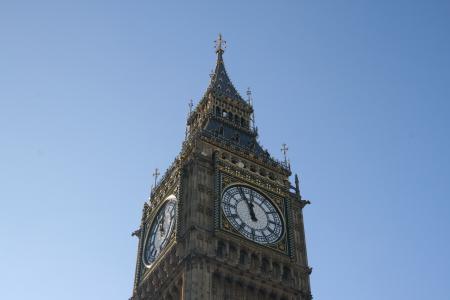 伦敦, 建设, 时钟, 教堂的塔楼, 蓝蓝的天空
