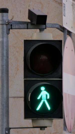 路灯, 绿光, 信号, 街道