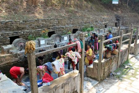 tindhara, 水, 来源, 地区, 寺, 本迪布尔, 尼泊尔