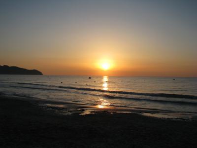 日出, 太阳, 海, 海滩, 沙子, 波