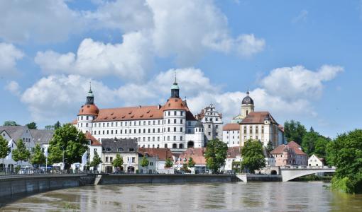 城堡, 多瑙河上的 neuburg, 巴伐利亚, 城市, 多瑙河, 河, 教会宗教