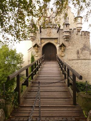 里奇特斯坦, 桥梁, 吊桥, 城堡, 骑士的城堡, 建筑, 树