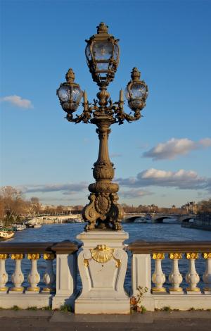 桥梁, 河, 水, 巴黎, 法国, 天空, 云彩