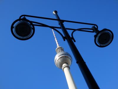 底部, 视图, 黑色, 街道, 灯, 天空, 柏林