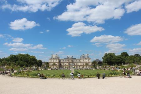 卢森堡皇宫, 城堡, 巴黎, 天, pm, 云计算, 公园