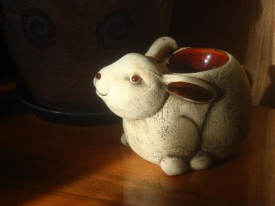 野兔, 兔子, 烛台, 陶瓷兔, 香味, 阴影, 光