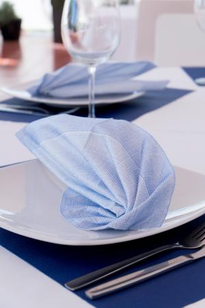 餐巾, 无纺布, 餐厅, 表, 餐桌装饰, 蓝色, 线程