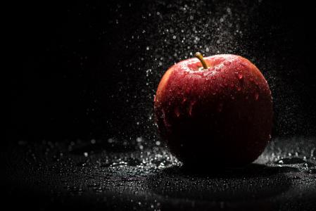 苹果, 红色, 黑色, 闪存, 水果, 健康饮食, 苹果-水果