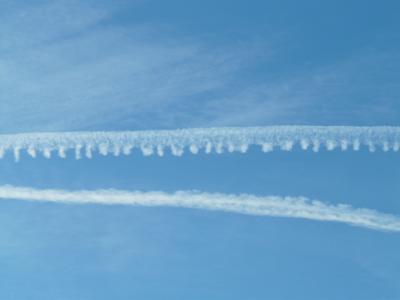 轨迹, 天空, 云彩, 蓝色, 飞, 飞机, 空气