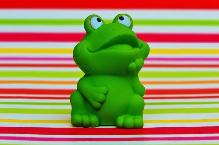 青蛙, 橡胶, 有趣, 可爱, 甜, 条纹, 夏日色彩
