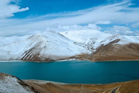 西藏, 景观, 蓝蓝的天空和洁白的云朵, 湖, 山, 自然, 湖