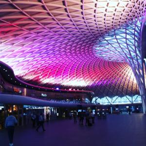 伦敦, 车站, 光, 粉色, 英国, 城市, 建筑