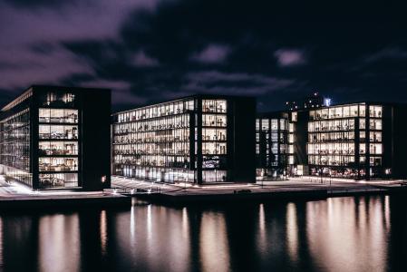 哥本哈根, 丹麦, 建筑, 建筑, 城市景观, 晚上, 夜晚的天空