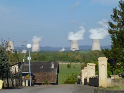 核电站, cattenom, 摩泽尔, 工厂, 烟囱, 污染, 蒸汽