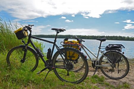 自行车, 湖, 水, 天空, 更多, 休息, 骑自行车