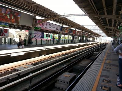 铁路, 车站, bts 平台, bkk-, 曼谷, 铁路轨道, 火车