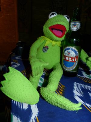 克米特, 青蛙, 啤酒, 饮料, 冬天
