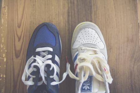 运动鞋, 鞋子, 运动鞋, 霍尔鞋, 阿迪达斯, 蓝色, 标签