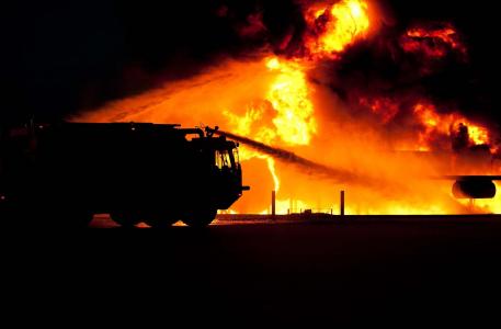 消防, 消防车, 消防员, 火焰, 剪影, 卡车, 火-自然现象