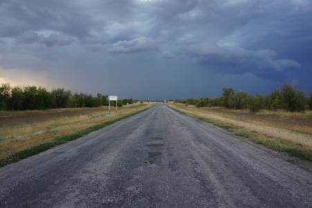 道路, 地平线, 俄罗斯, 黑暗的天空