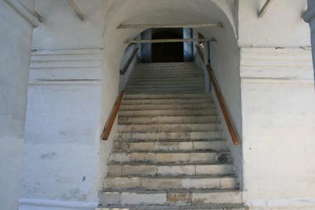 楼梯, 步骤, headrailings, 白墙, 建设, 建筑, 教会