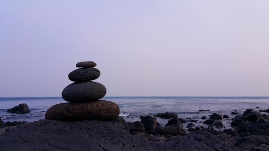 平衡, 海, 冥想, 线, 仍, 和平, 石头