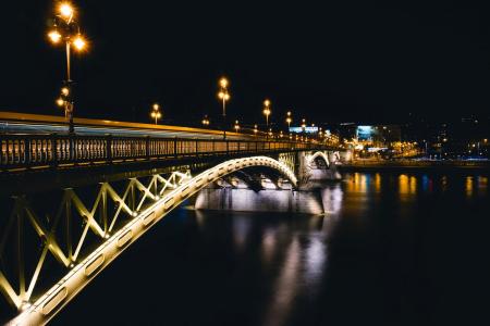 布达佩斯, 匈牙利, 城市, 城市, 多瑙河, 水, 晚上