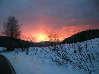 日落, 景观, 天空, 红色, 暮光之城, 自然, 冬天