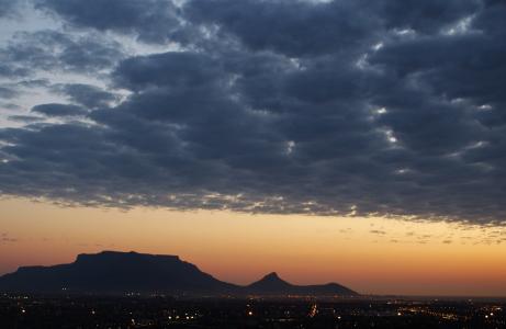 南非, 桌山, 日落, 天空